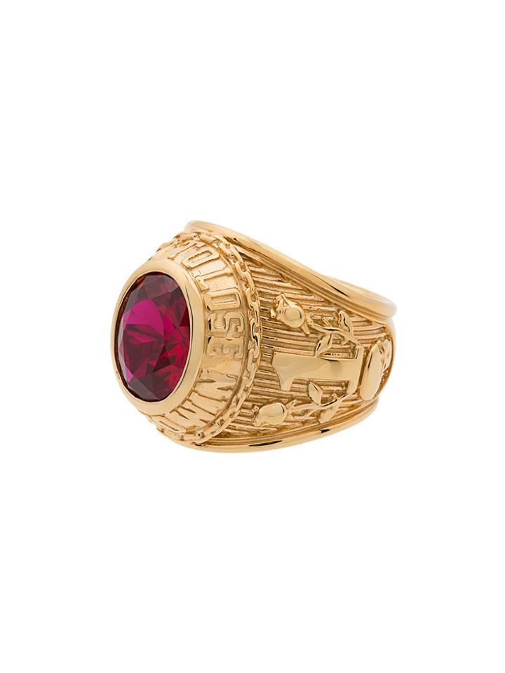 Ambush Gold Class Ring With Faux Ruby - Metallic