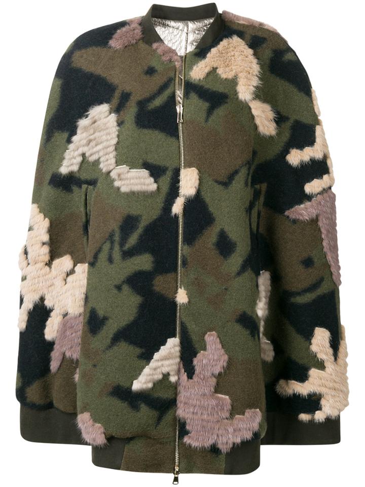 Liska Military Styled Loose Coat - Green