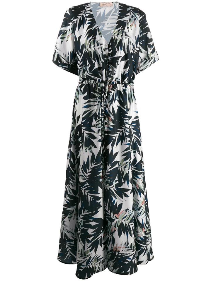 Black Coral Savage Tropical Printed Maxi Dress - White