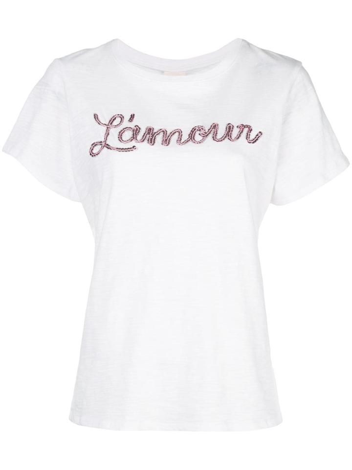 Cinq A Sept L'amour Embellished T-shirt - White