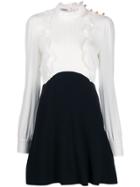 Miu Miu Two-tone Mini Dress - White