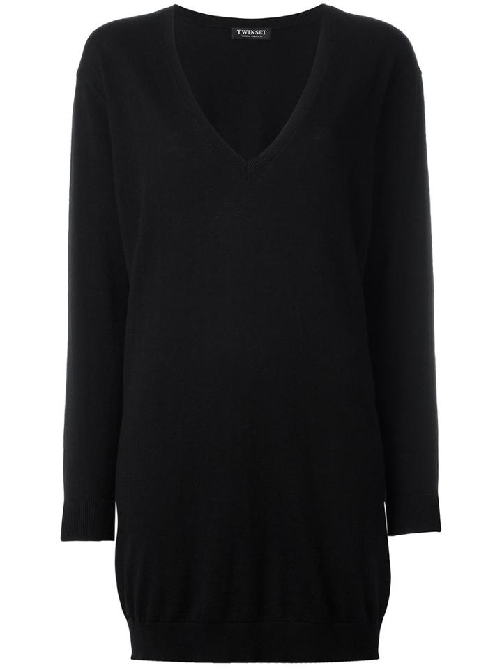 Twin-set V-neck Loose-fit Jumper, Women's, Size: Xs, Black, Cotton/cashmere