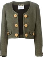 Moschino Vintage Flower Appliqué Jacket, Women's, Size: 44, Green