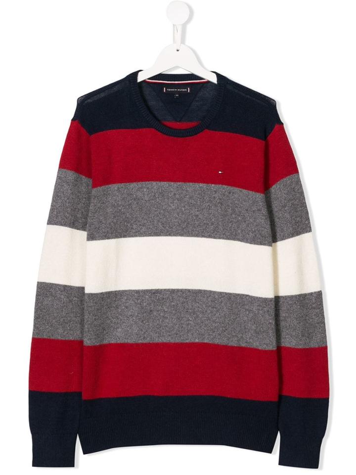 Tommy Hilfiger Junior Teen Striped Knit Sweater - Red
