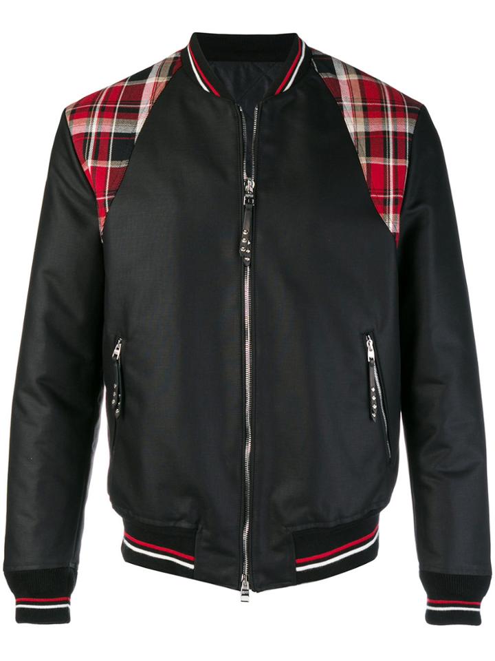 Alexander Mcqueen Check Detail Bomber - Black