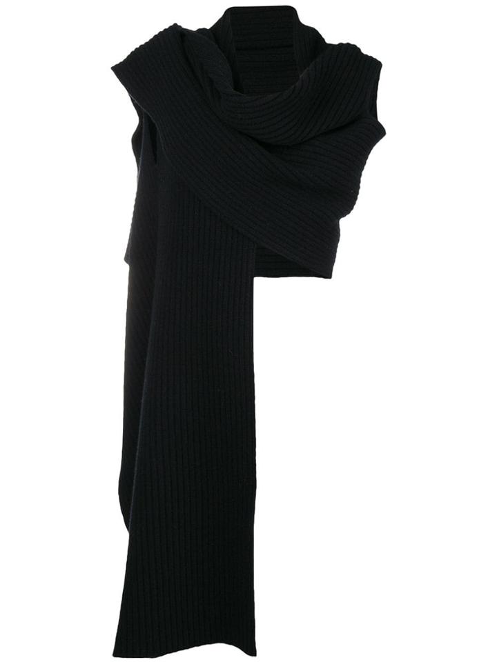 Pringle Of Scotland Ribbed Wrap Scarf - Black