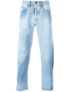 Off-white Bleached Effect Slim-fit Jeans, Men's, Size: 29, Blue, Cotton