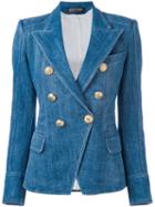 Balmain - Double-breasted Denim Blazer - Women - Cotton/polyester/viscose - 34, Blue, Cotton/polyester/viscose