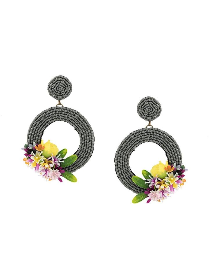 Ken Samudio Oversized Floral Bead Earrings - Grey