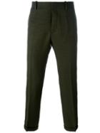 Marni Cropped Straight Leg Trousers, Men's, Size: 46, Green, Polyester/cotton