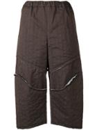 Comme Des Garçons Striped Slit Cropped Trousers - Brown