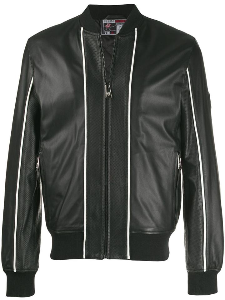 Plein Sport Striped Bomber Jacket - Black