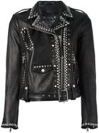 Htc Hollywood Trading Company Studded Biker Jacket, Women's, Size: Large, Black, Leather/viscose/metal