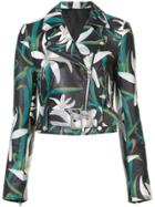 Dvf Diane Von Furstenberg Floral Print Biker Jacket - Green
