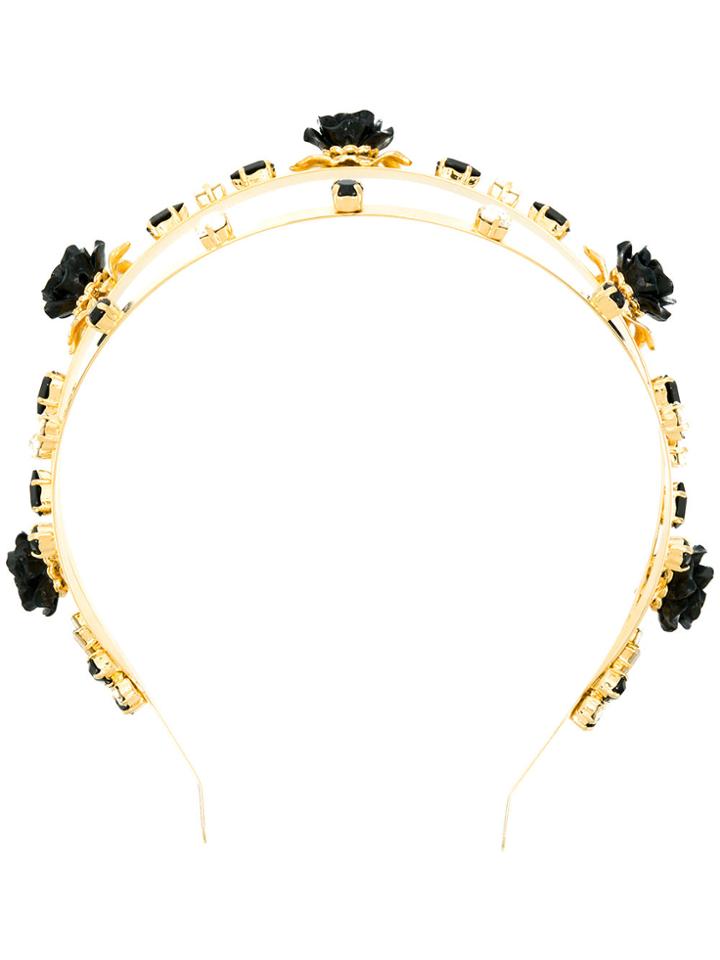 Dolce & Gabbana Crystal And Rose Headband - Metallic