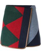 Tory Burch Geometric Motif Envelope Skirt, Women's, Size: 4, Red, Lamb Skin/acrylic/polyester/other Fibers
