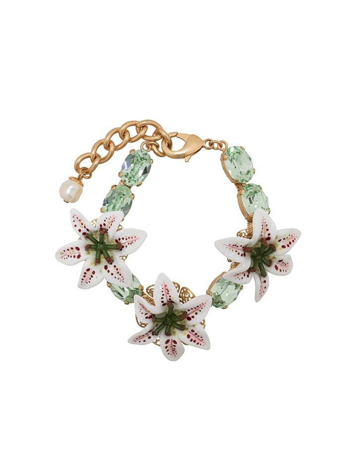 Dolce & Gabbana Flower Embellished Bracelet - Green