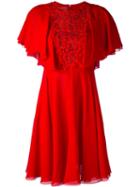 Giambattista Valli Macramé Neck Flared Dress, Women's, Size: 44, Red, Silk/polyester/polyamide/cotton