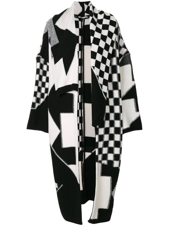 Stella Mccartney Check Volume Knitted Coat - Black