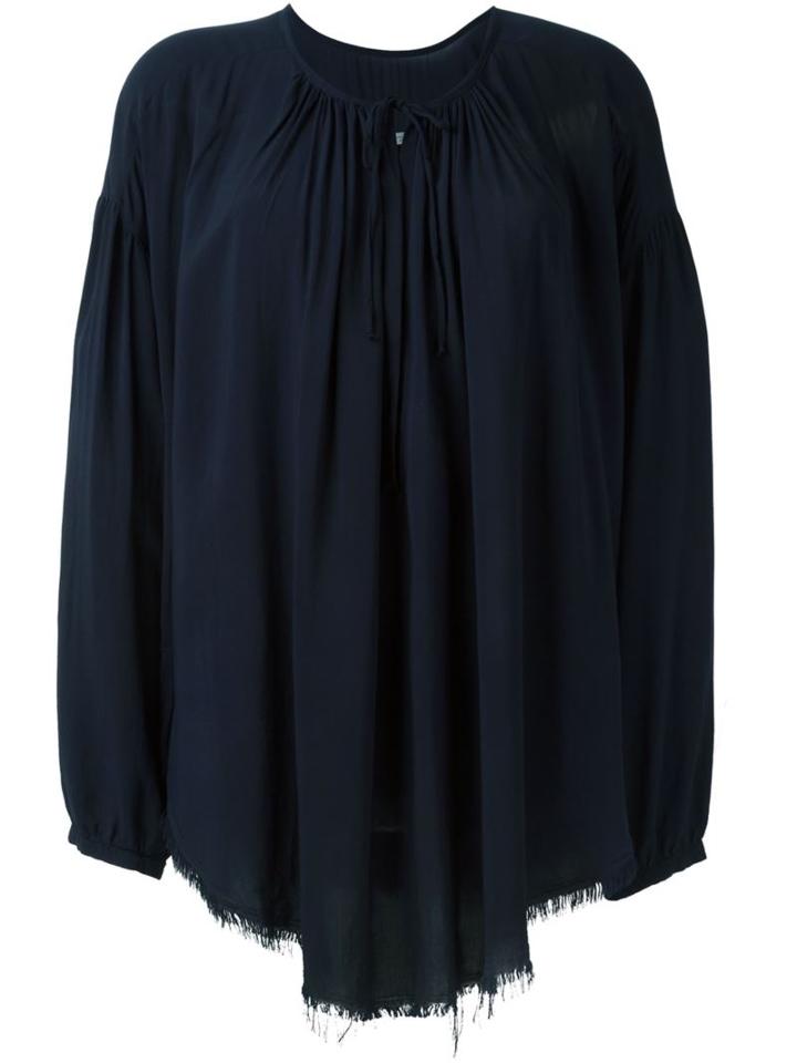 Raquel Allegra Shirred V-neck Peasant Blouse, Women's, Size: I, Blue, Rayon