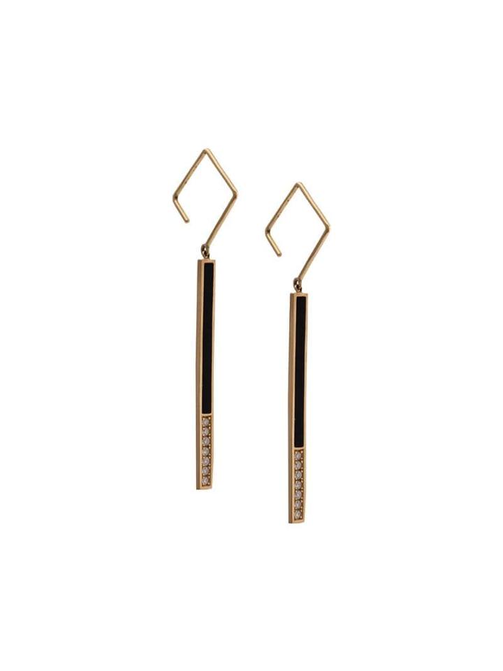 Azlee 18kt Gold Elipse Diamond Stick Earrings