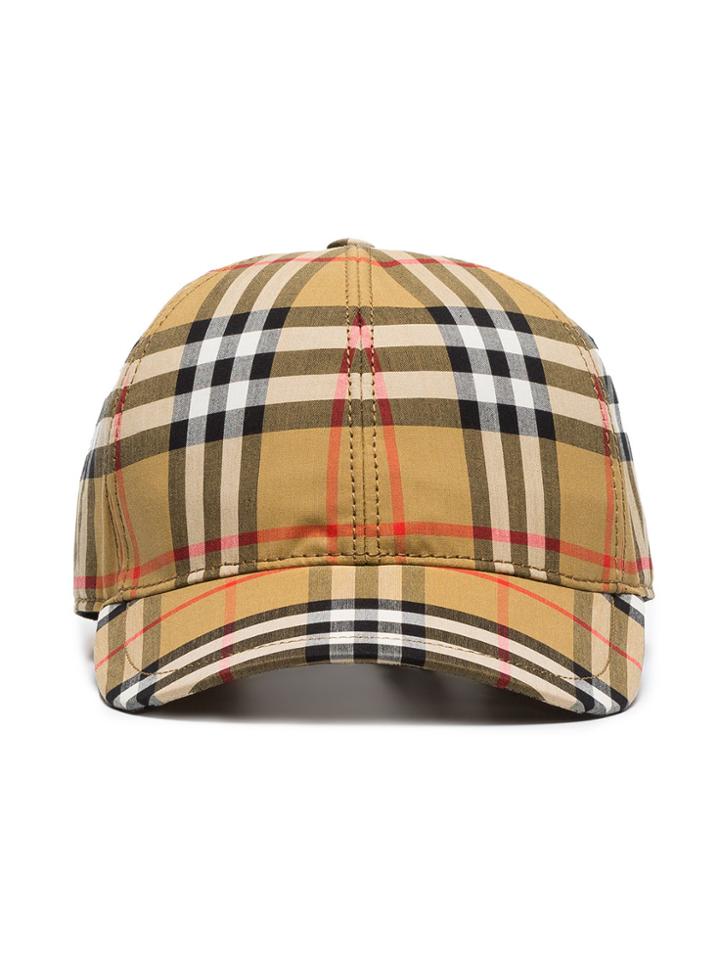 Burberry Antique Yellow Classic Check Cotton Cap - Nude & Neutrals