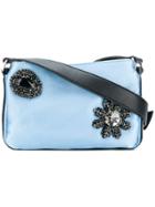 Pinko Brooch Embellished Shoulder Bag - Blue