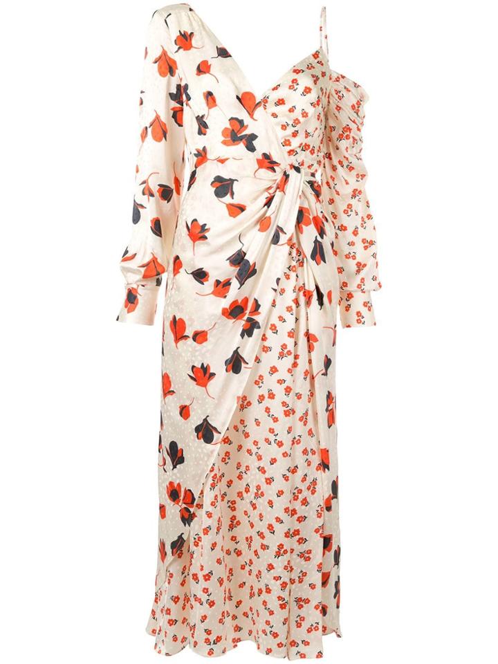Self-portrait Asymmetric Floral Printed Dress - Yellow