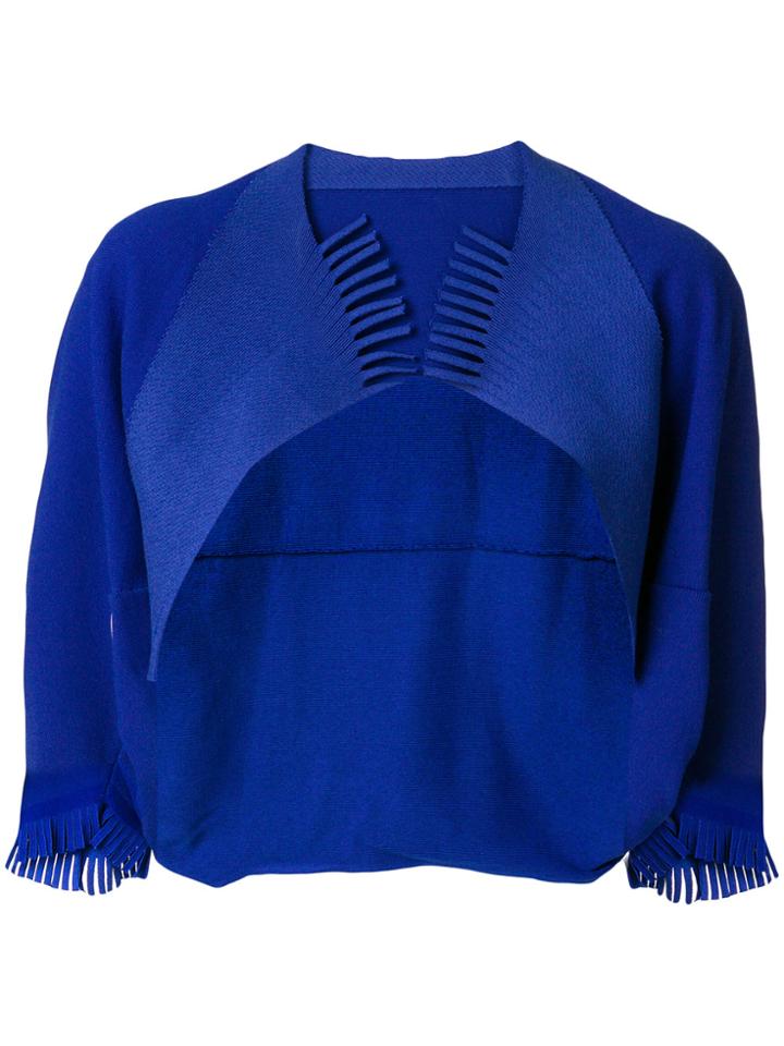 Issey Miyake Fringed Bolero Cardigan - Blue
