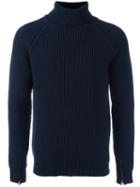 Bark Turtleneck Jumper, Men's, Size: Large, Blue, Wool/cashmere