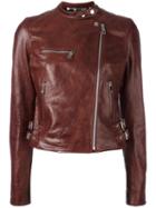 Dolce & Gabbana Leather Jacket, Women's, Size: 40, Brown, Silk/lamb Skin/spandex/elastane/polyester