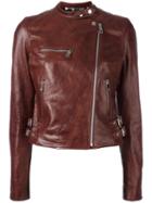 Dolce & Gabbana Leather Jacket, Women's, Size: 40, Brown, Silk/lamb Skin/spandex/elastane/polyester