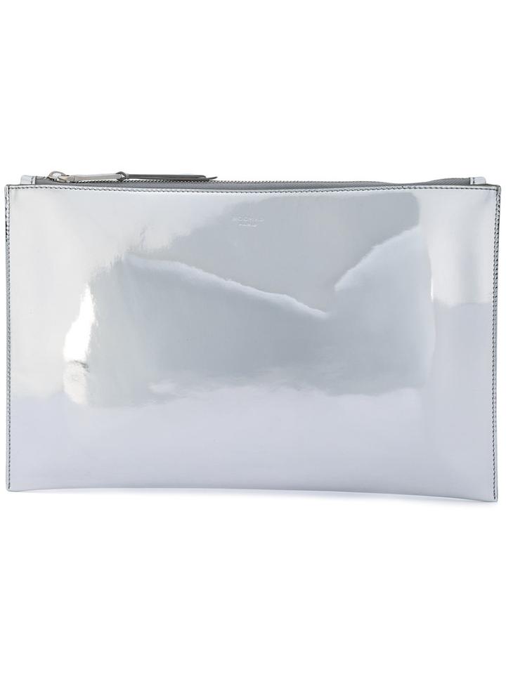 Rochas - Zip Clutch - Women - Calf Leather - One Size, Grey, Calf Leather