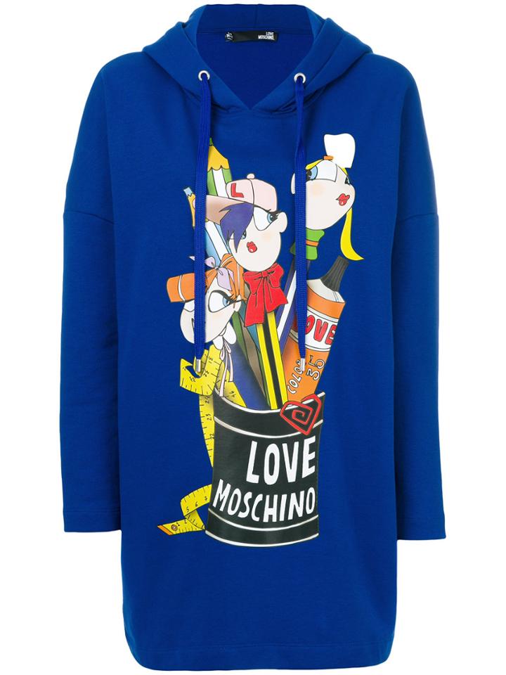 Love Moschino Oversized Logo Hoodie - Blue
