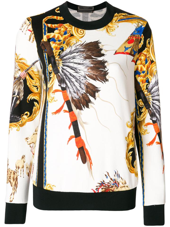 Versace Native American Baroque Sweatshirt - White