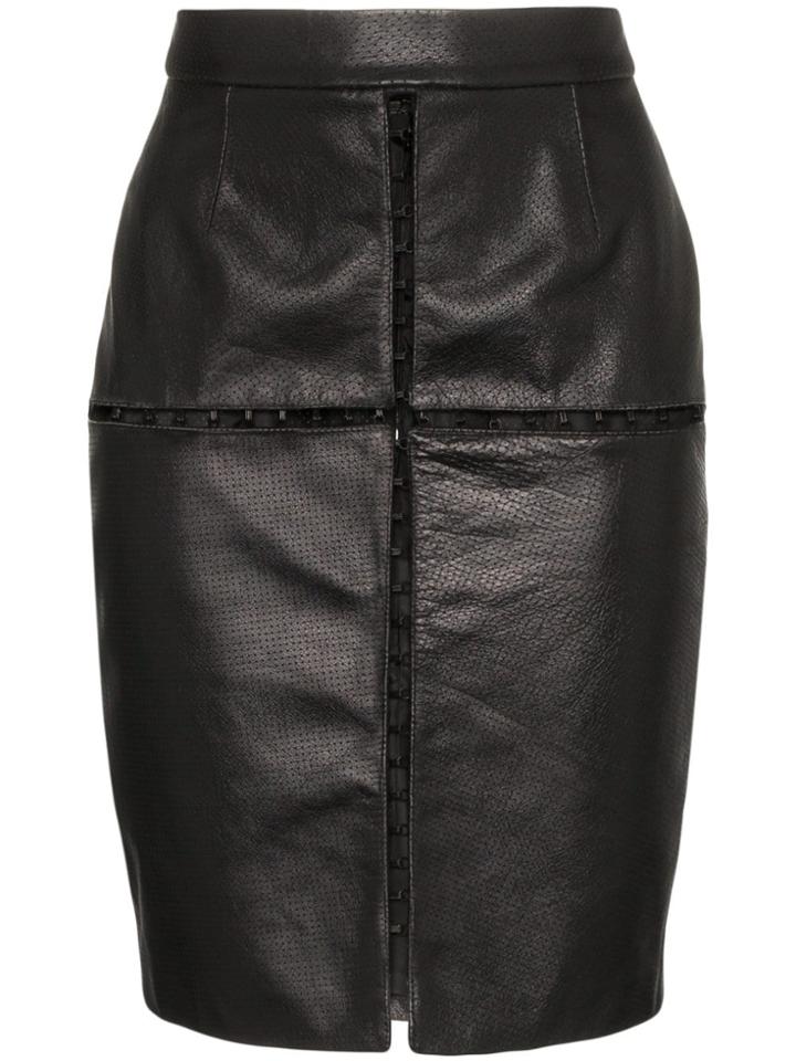 Situationist Black Cut Out Leather Mini Skirt