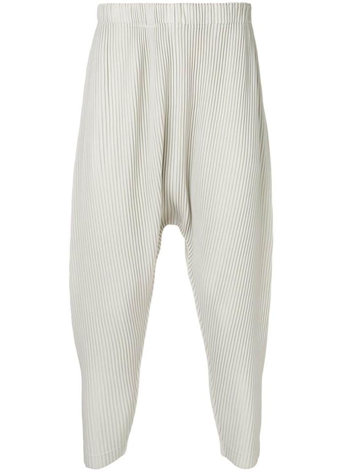 Homme Plissé Issey Miyake Pleated Drop-crotch Trousers - Neutrals