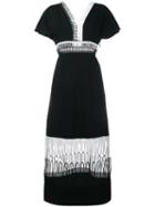 Christopher Kane Loop Trim V-neck Midi Dress, Women's, Size: 44, Black, Acetate/viscose