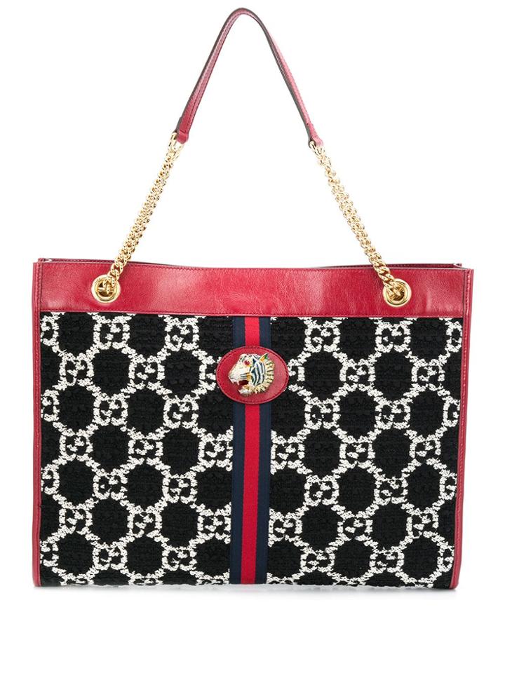 Gucci Rajah Gg Tweed Tote Bag - Black