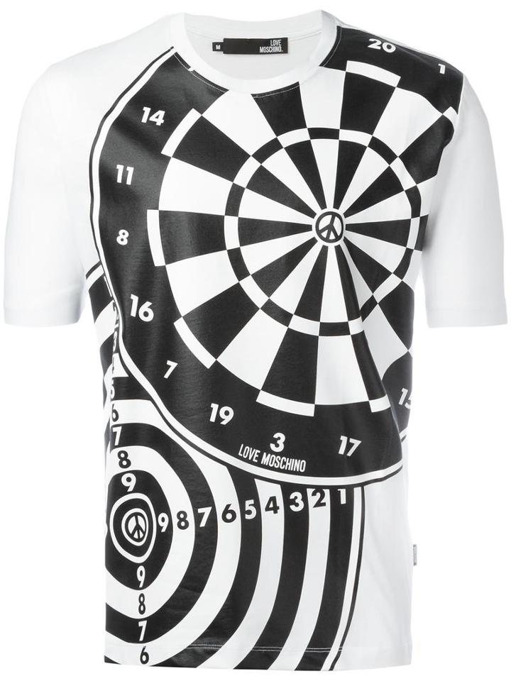 Love Moschino Dartboard Print T-shirt, Men's, Size: Xs, White, Cotton