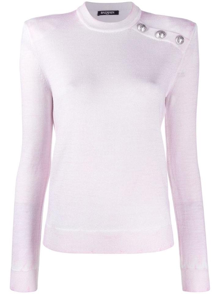 Balmain Buttoned Knitted Jumper - White