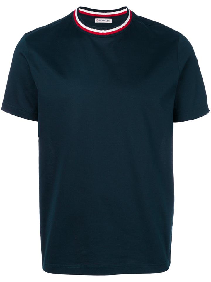 Moncler Contrast-collar T-shirt - Blue