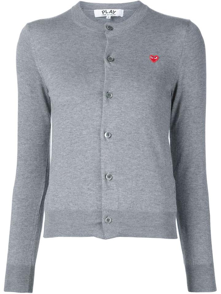 Comme Des Garçons Play Mini Heart Cardigan, Women's, Size: Xs, Grey, Cotton