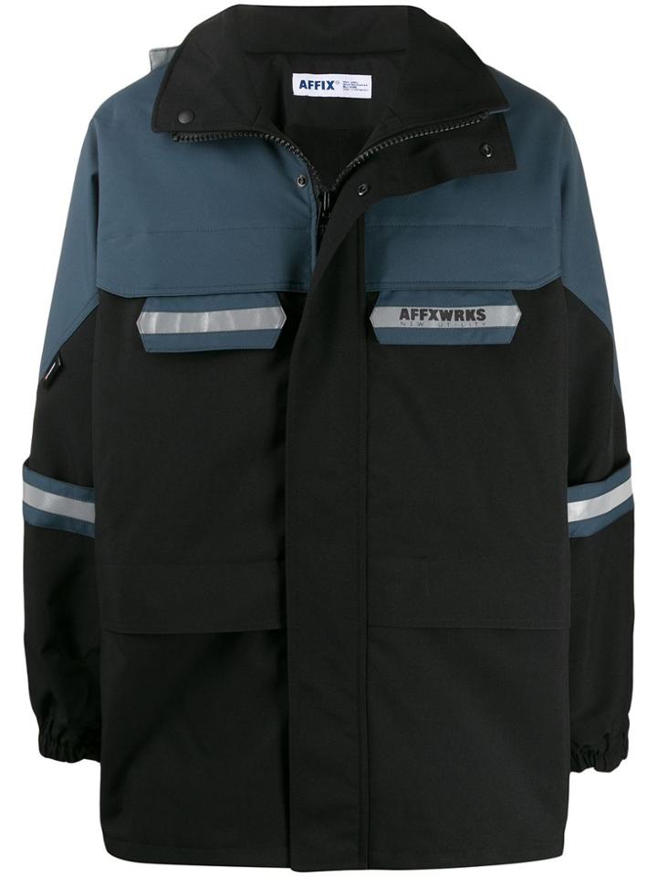 Affix Colour Block Parka - Black
