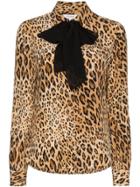 Frame Leopard Print Button Down Silk Blouse - Brown