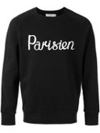 Maison Kitsuné Parisien Print Sweatshirt, Men's, Size: Xl, Black, Cotton