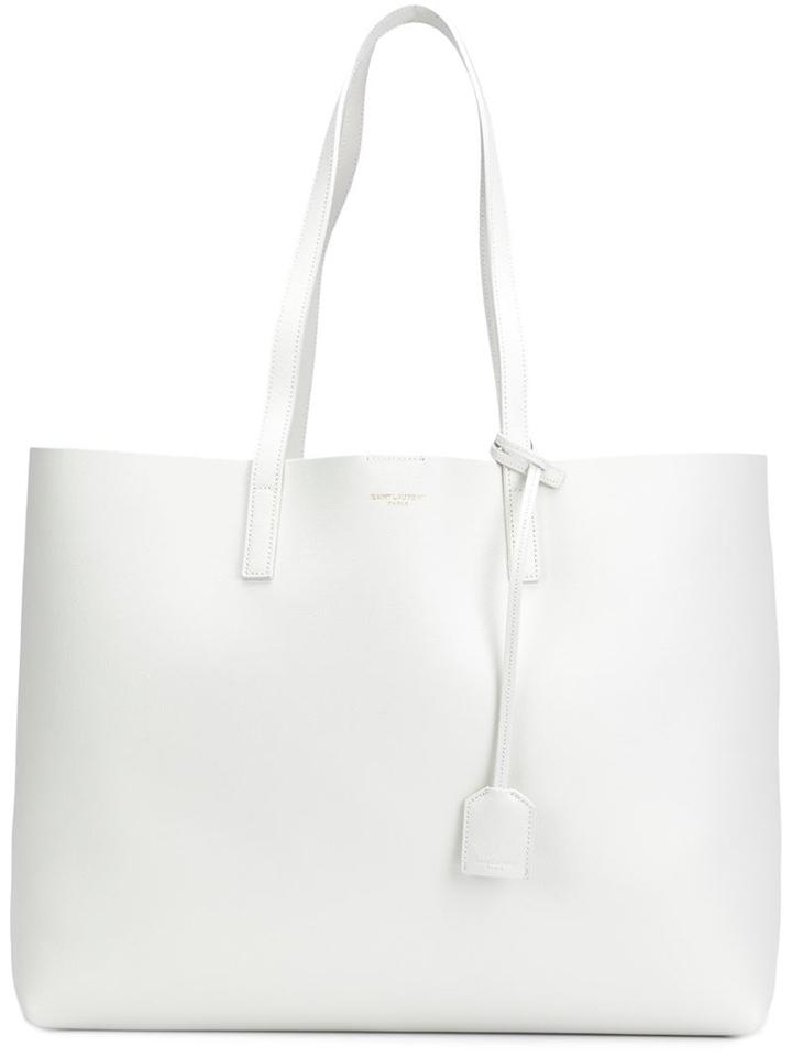 Saint Laurent Large Shopper Tote, Women's, White, Leather