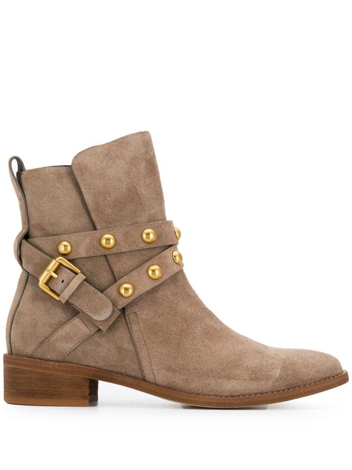 See By Chloé Strap-embellished Ankle Boots - Neutrals