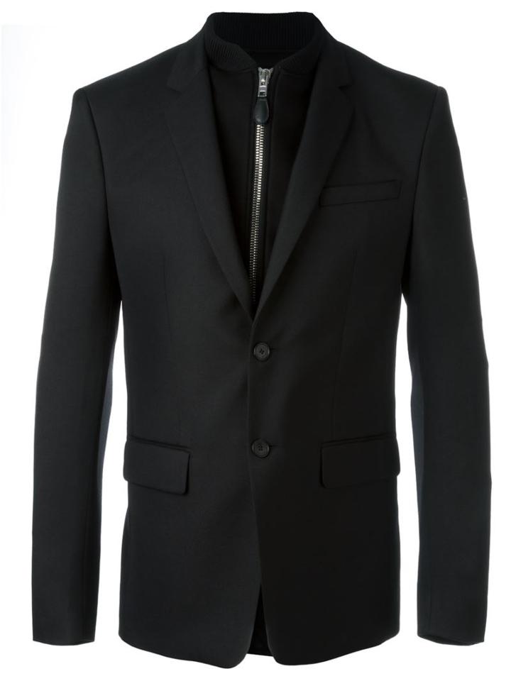 Givenchy Sweatshirt Detail Blazer, Men's, Size: 52, Black, Cotton/polyamide/cupro/wool