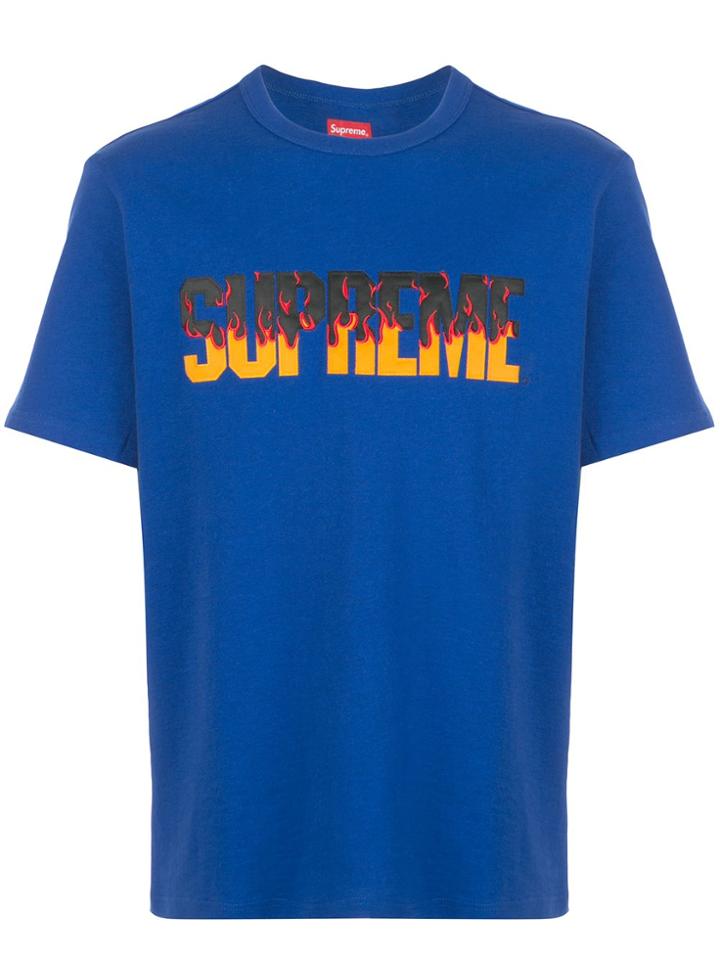 Supreme Flame Print T-shirt - Blue